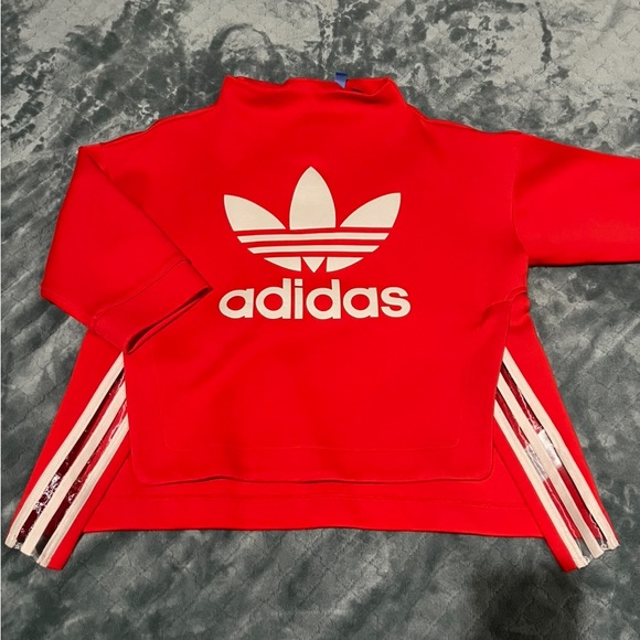 WOMEN'S ADIDAS ORIGINALS TUBULAR LOGO SWEATER SHIRT CORE RED S - Picture 1 of 5